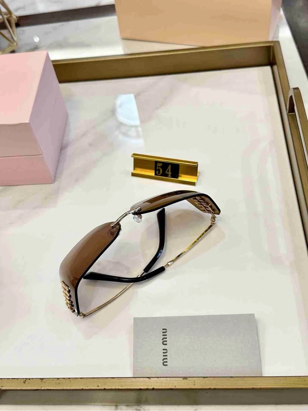 Miu Miu Brown Gradient Rimless Square Sunglasses